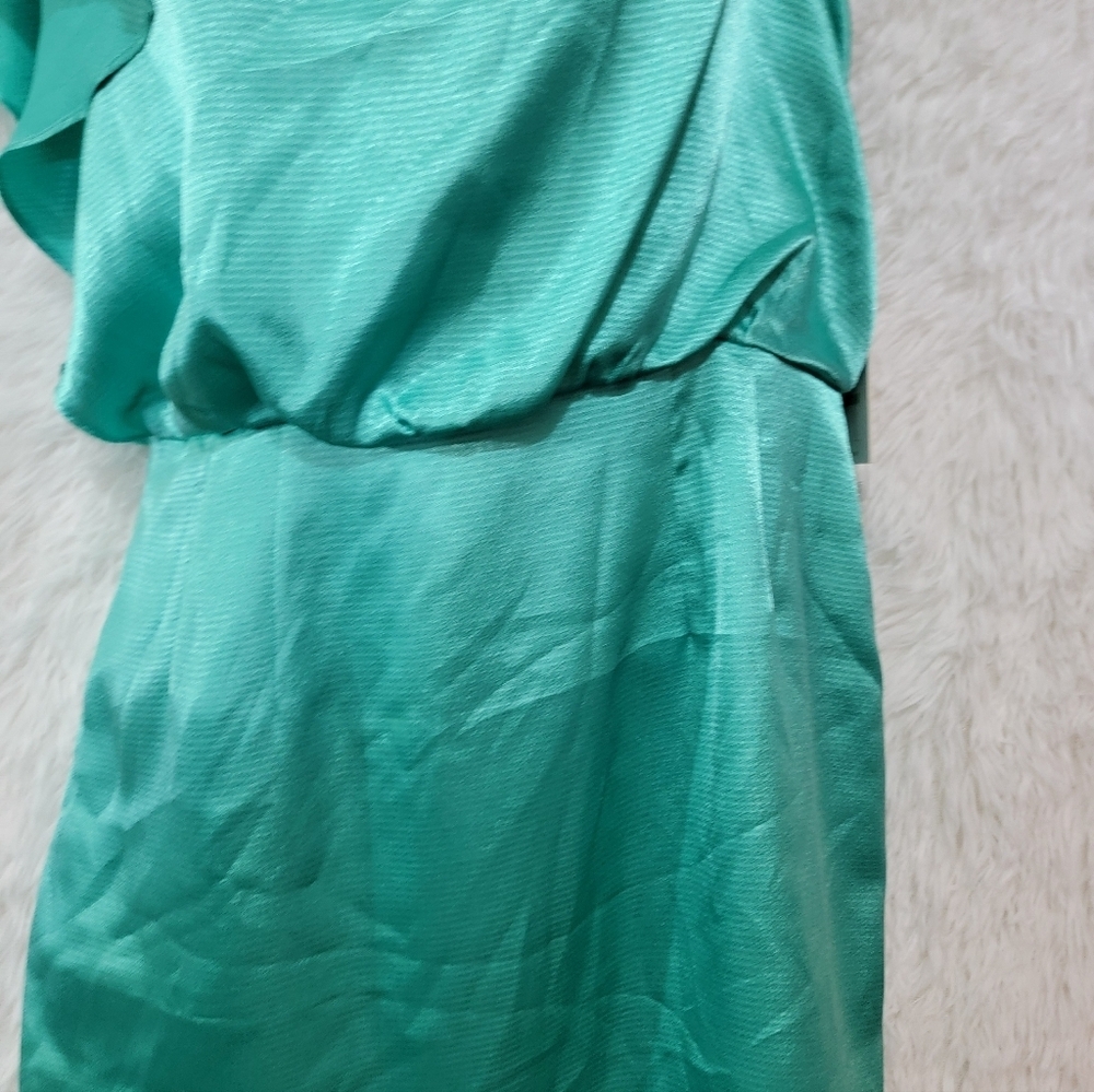 Calvin Klein One-Shoulder Spearmint Green Dress Size 8 - Picture 7 of 10